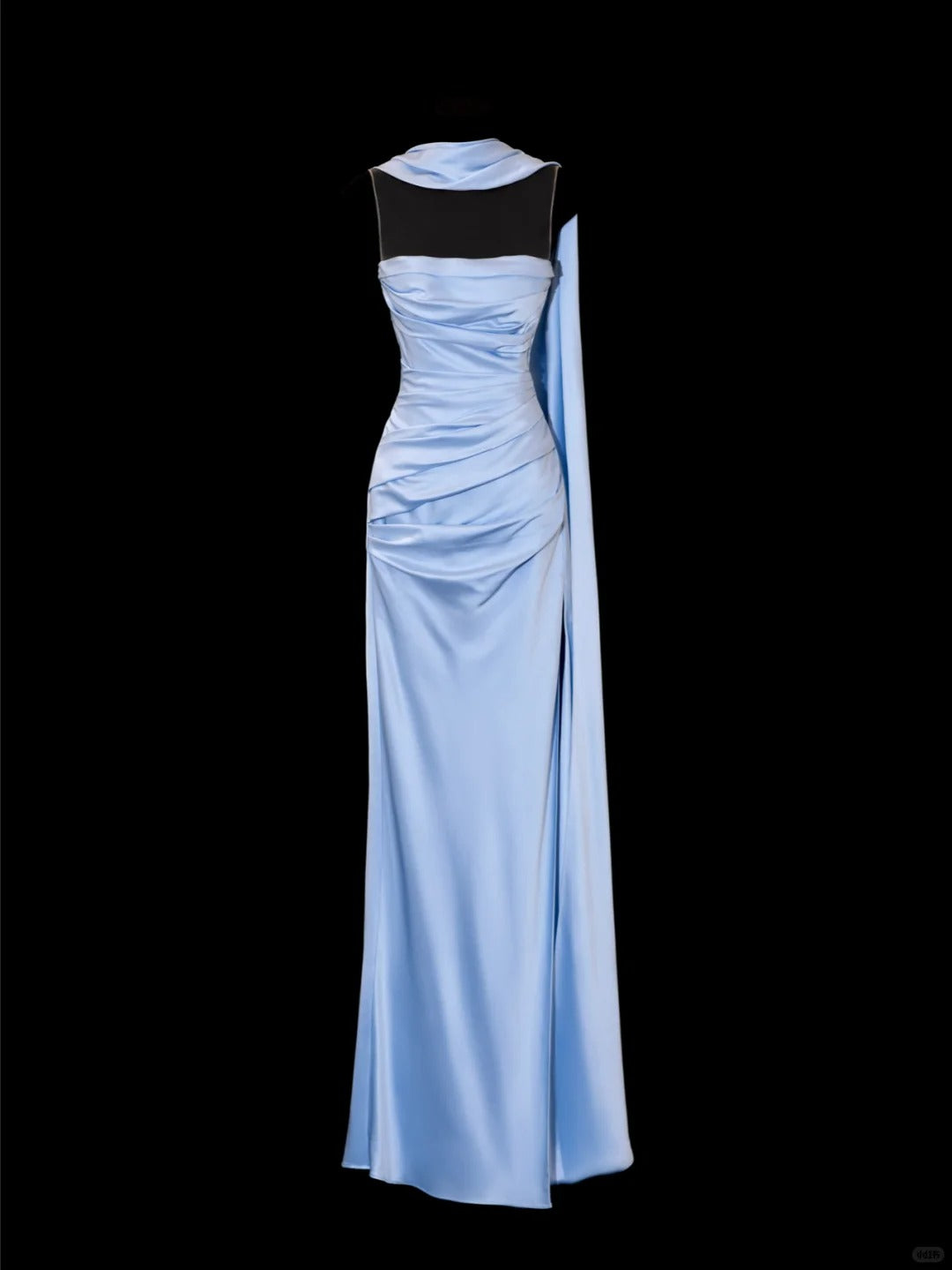 Girlhomeshops - Robe de soirée longue en satin bleu à perles exquises, robe de bal, robe de soirée, gh5379