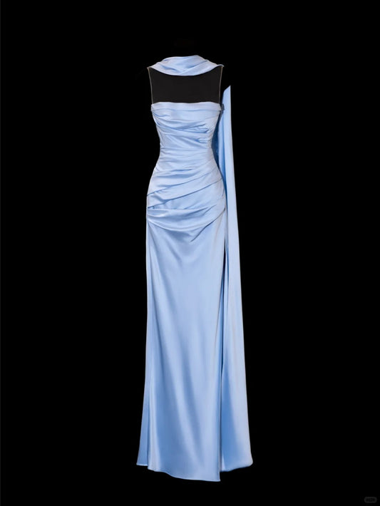 Girlhomeshops-Blue exquisite beading fashion long satin prom dress evening dress party dress gh5379