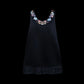 Girlhomeshops-Schwarzes, exquisites, florales, elegantes, kurzes Satin-Heimkehrkleid für Mädchen, Geburtstagskleid, gh5371