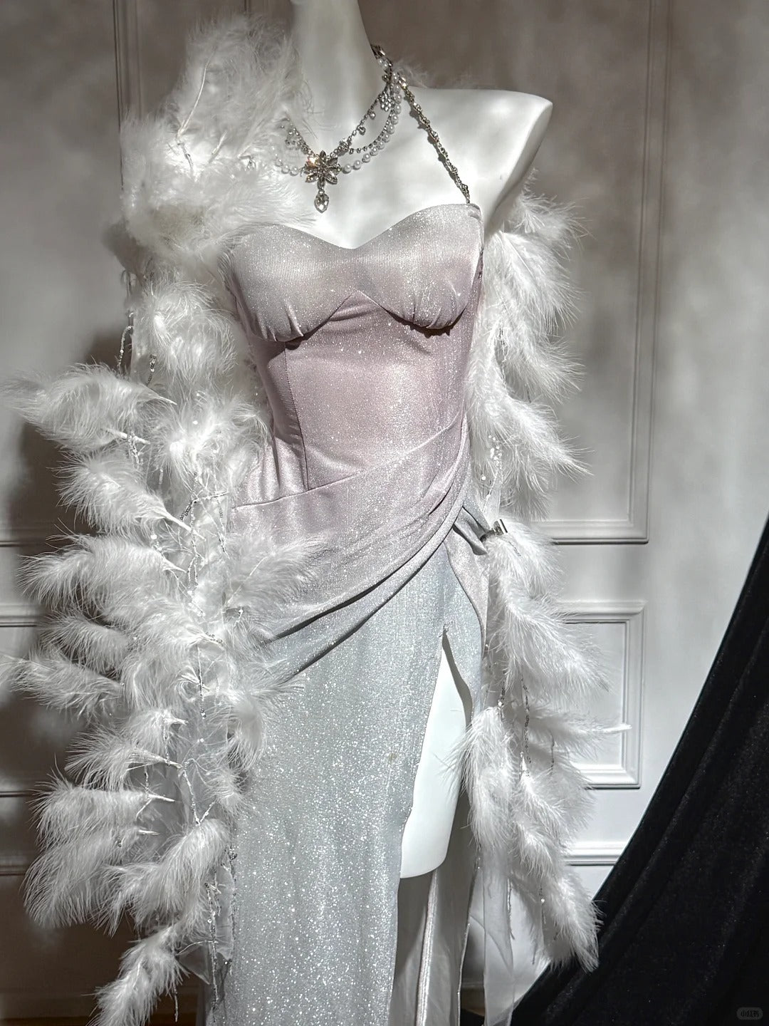 Rosa silber glänzend mode moderne farbverlauf lange satin elegante ballkleid abendkleid dinner-kleid gh4731