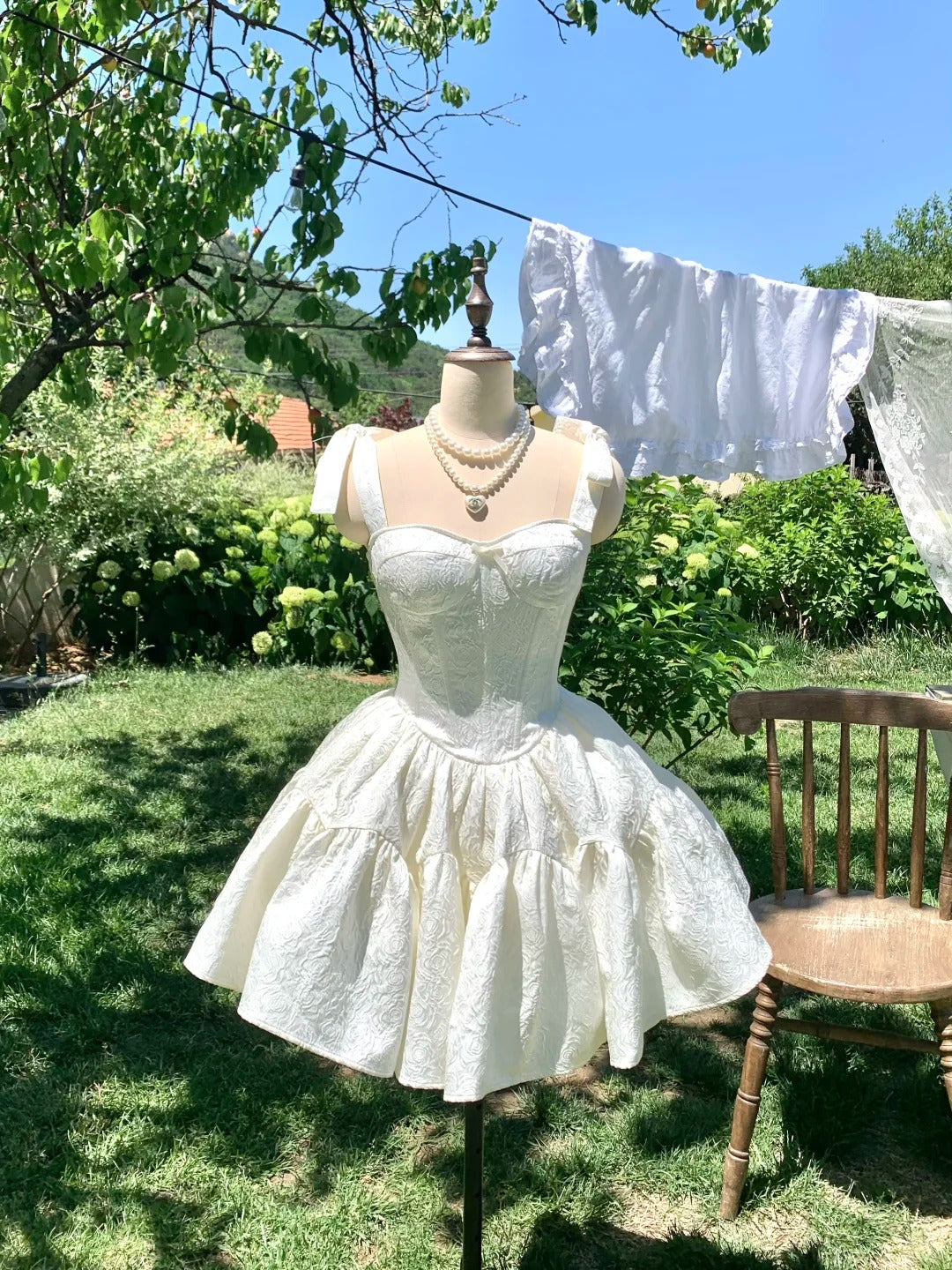 Girlhomeshops - Weißes süßes kurzes Chiffon-Heimkehrkleid, Geburtstagspartykleid, gh5047