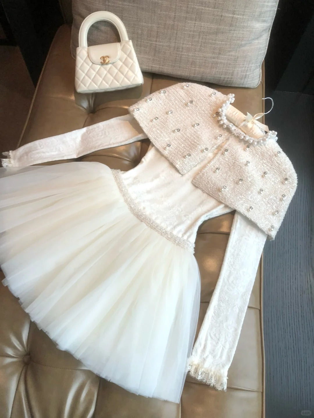 Girlhomeshops - Robe de princesse courte blanche en mousseline de soie, robe de soirée d'anniversaire, robe de huitième année, jupe de ballet petite princesse française gh5296