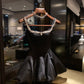Girlhomeshops-Schwarzes kurzes Satin-Prinzessinnen-Heimkehrkleid, Geburtstagspartykleid, Kleid für die achte Klasse, gh5298
