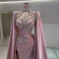 Girlhomeshops - Robe de soirée longue en satin rose, luxueuse et magnifique, ornée de perles et de strass (gh5017)