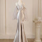 Silber Schöne Elegante Spaghetti Strap Meerjungfrau Fischschwanz Lange Satin Ballkleid Abendkleid Geburtstag Party Kleid gh4278