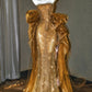 Girlhomeshops - Robe de bal longue sirène dorée, scintillante et exquise, ornée de perles, gh5488