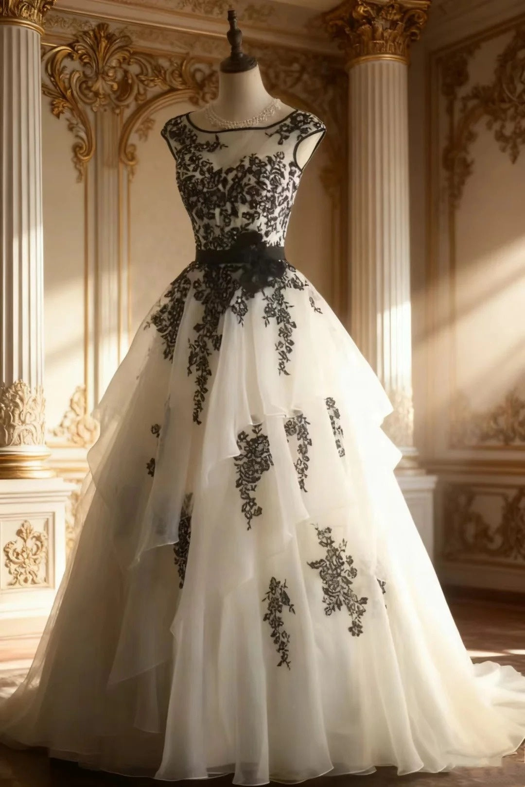 girlhomeshops-Weiß-Schwarz-Blumenmuster, exquisites schwarzes Schwanenprinzessinnenkleid aus Organza, langes Hochzeitskleid für Erwachsene, Zeremonie, Geburtstag, Bankett, Hochzeitskleid gh5833