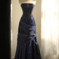 girlhomeshops-Blaues Meerjungfrau-Kleid, lang, Satin, Fischschwanz, Ballkleid, Prinzessin, Ballkleid, Abendkleid, gh5742