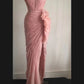 Robe de soirée longue en tulle rose élégante et unique, coupe en biais, plissée irrégulière, en queue de poisson, pour dîner, mariage, cérémonie, anniversaire, gh4079