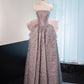 Robe de soirée longue à paillettes argentée et brillante, avec nœud rose, robe de bal, robe de remise de diplôme, gh4552