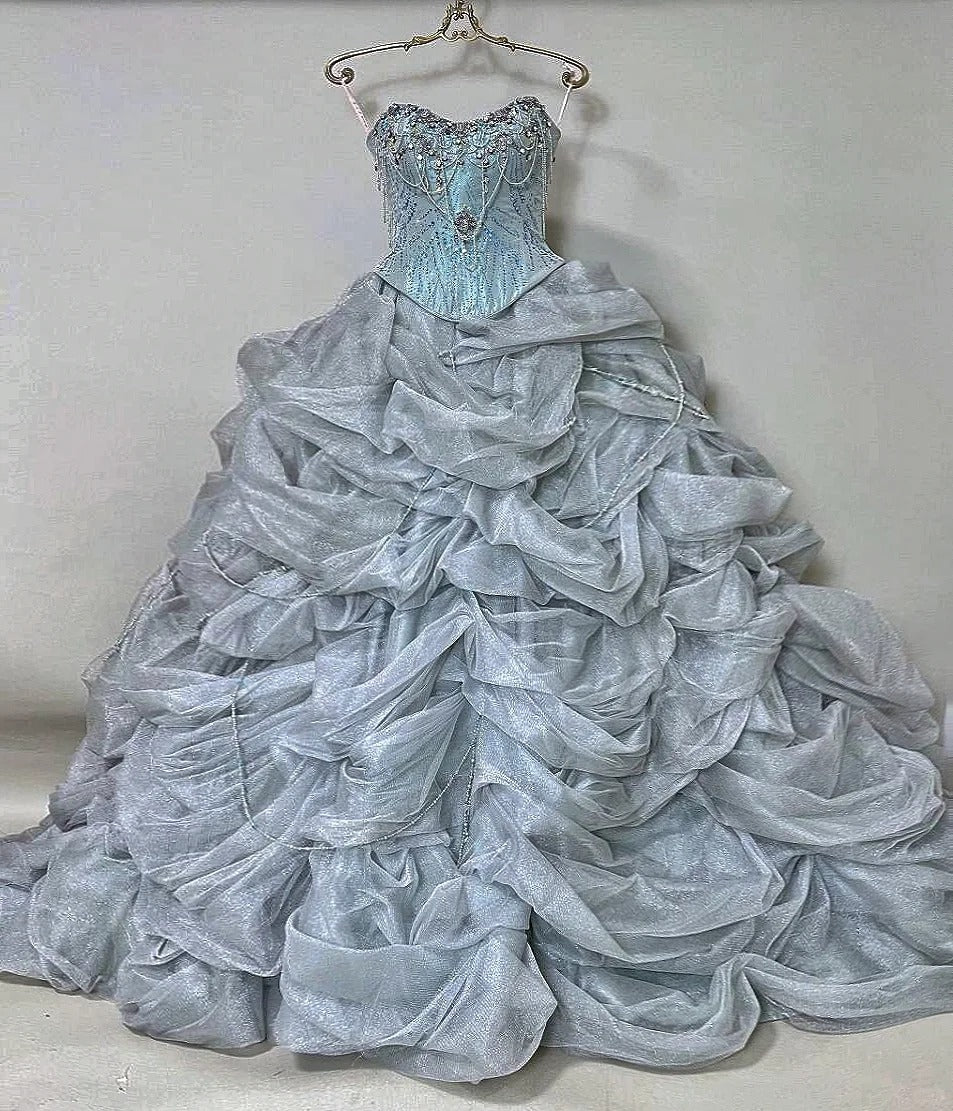 Girlhomeshops-Pink Gorgeous Beaded Sparkling Elegant Long Tulle Ball Gown gh5320