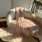 Pink Gorgeous Shiny Exquisite Beaded Spaghetti Strap V-Neck Long Sequin Chiffon Ball Gown Evening Gown Party Dress gh4094