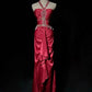 girlhomeshops-Pinkes, zartes, perlenbesetztes, langes Satin-Abendkleid gh6241