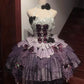 Lila Süßes Perlenbesetztes Spitzen-Tüll-Kurzes Lolita-Ballkleid Homecoming-Kleid gh4381