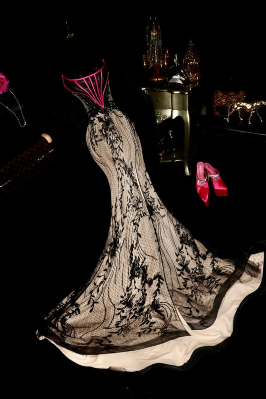 Robe de soirée longue en dentelle élégante, unique et raffinée gh6816
