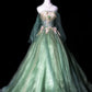 Green Delicate Floral Long Tulle Ball Gown Evening Gown Graduation Gown Adult Ceremony Gown gh4251