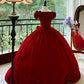 Girlhomeshops-Burgundy Elegant Retro Long Velvet Quinceanera Dresses Prom Dress Graduation Dress Princess gh5005