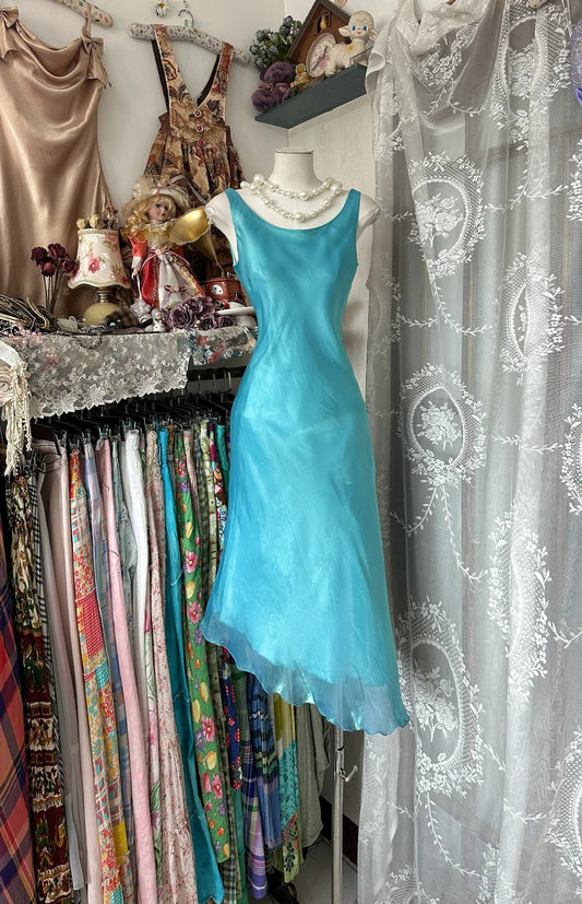 Blue homecoming dress vintage fashion beautiful long tulle prom dress evening dress gh4778