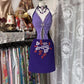 Girlhomeshops - Robe de soirée courte en mousseline de soie à fleurs violettes gh5248