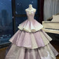 Funkelndes, mehrlagiges Prinzessinnenkleid, langes, formelles Ballkleid aus Satin gh6722