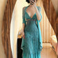 Green Luxury Gorgeous Retro Fashion Exquisite Tassel Beaded Mid-Length Chiffon Ball Gown Birthday Party Dress Evening Dress Prom Dress gh3973
