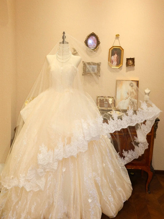 girlhomeshops - Weißes Brautkleid, elegantes, langes, formelles Ballkleid im Vintage-Stil gh6132