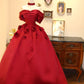 Rotes, elegantes, florales langes Satin-Ballkleid, Abendkleid, Abschlusskleid, Brautkleid, Geburtstagskleid, gh4241