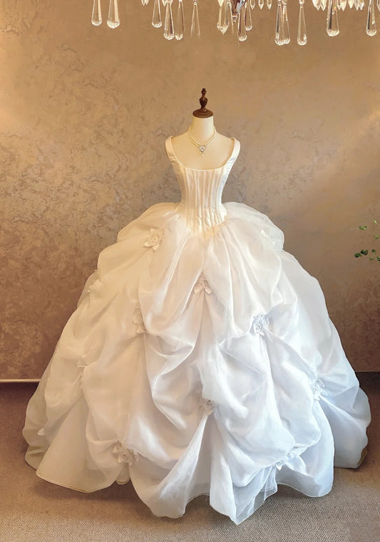 Robe de mariée longue blanche à fleurs gh6914