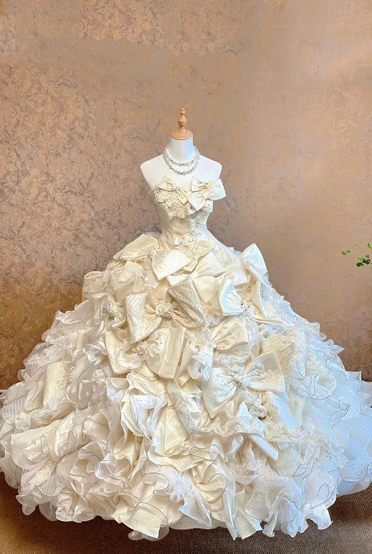 Robe de mariée longue blanche à fleurs gh6915
