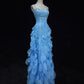 Blue gorgeous shiny elegant exquisite colorful beaded tulle long mermaid slim ball gown evening dress party dress prom dress legend of the blue sea gh3850
