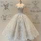 Weißes wunderschönes Perlenapplikationen exquisites langes Tüll-Ballkleid-Abendkleid-Brautkleid gh4724