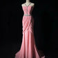 Pink Gorgeous Shiny Elegant Exquisite Beaded Tulle Long Mermaid Floor Length Slim Ball Gown Evening Gown Party Dress Prom Dress gh3851