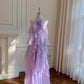 Purple romantic lace long suspender chiffon dress Holiday Dress gh6793