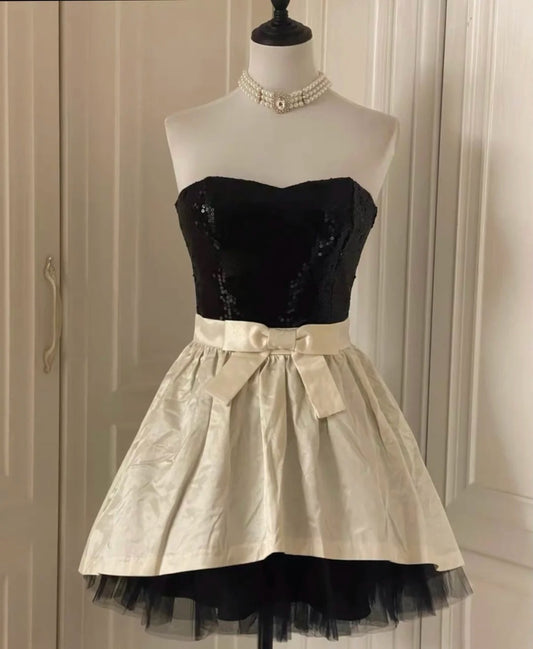 ✨Weißes, glänzendes, elegantes Prinzessinnen-Kleid mit kurzen Pailletten für die Heimkehr, Geburtstagsparty ~🖤 gh4268