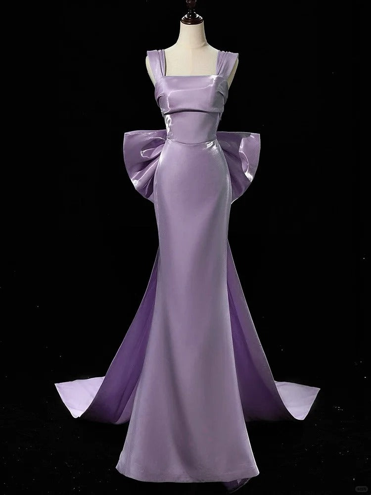 Girlhomeshops-Lila Kleid Elegantes Kleid Satinkleid Langes Kleid Formales Ballkleid Ballkleid Anmutiges Kleid gh5308