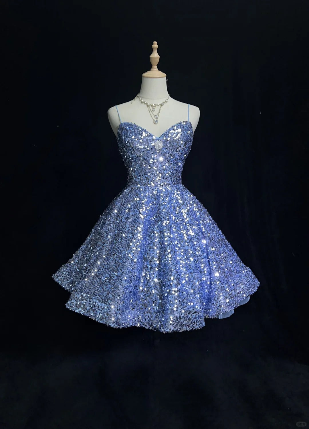 Robe de soirée courte bleue brillante à paillettes pour princesse, tenue de bal, de soirée, de soirée sur glace, Elsa's Ice Party gh4367
