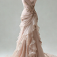 Ivory Vintage Floral Long Tulle Ball Gown Wedding Dress gh4955