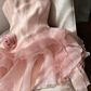 Robe de soirée courte en mousseline de soie rose à imprimé floral fantaisie pour femme, tenue de fête d'anniversaire, gh4727