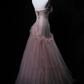 Light Pink Strapless Beaded Waist-Cinched Bodycon Elegant Evening Dress, Fairy Gown, Romantic Gown gh7463