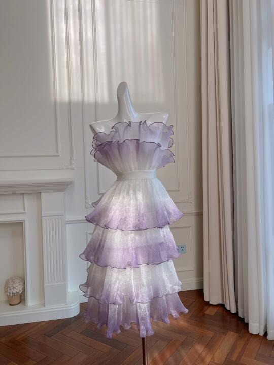 Lila Fee Elegante Schöne Homecoming Kleid Kurze Chiffon Ballkleid Geburtstag Party Kleid Abendkleid gh4411