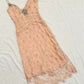 girlhomeshops-Nude Pink Lace Spaghetti Straps Midi Dress with Pearling Detail gh6313