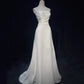 Robe de soirée longue en satin blanc, simple, élégante, discrète, exquise, avec des appliques, longueur au sol, robe de mariée gh3862