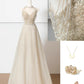 Champagner-Gold glänzendes elegantes Tüll langes Ballkleid Abendkleid Partykleid gh4870