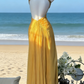 Leuchtend gelbes Satin-Neckholderkleid – Paillettenbesetztes, rückenfreies, figurbetontes Maxikleid für Abendveranstaltungen, den roten Teppich oder Sommerpartys gh6984