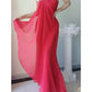 Rosa fließende Perlen elegante lange Chiffon Venus Ballkleid Abendkleid Partykleid gh4709