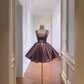 Robe courte violette à volants scintillants, idéale pour un anniversaire ou un bal de promo (gh6794)