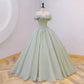 Green fairy gentle beaded long satin ball gown evening dress gh4359