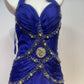 Blaues Strass-elegantes langes Satin-Ballkleid, Abendkleid, Geburtstagspartykleid, gh4946
