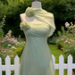 Mint Green 3D Flower A-Line Mini Dress - Spring Fresh Style Gown gh6965