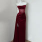 Robe de soirée longue en velours bordeaux/rouge gh4833